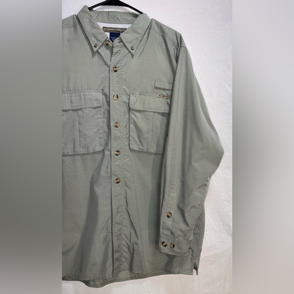 ExOfficio Men's Utility Air-Strip Button-Front Tech Shirt - Sage Mens L